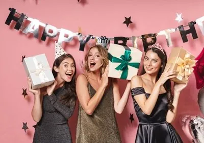 Friends celebrating a birthday